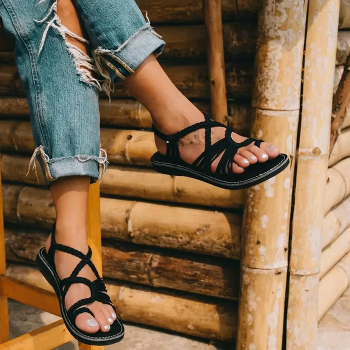 Women's Braided Strappy Flat Sandals Lightweight