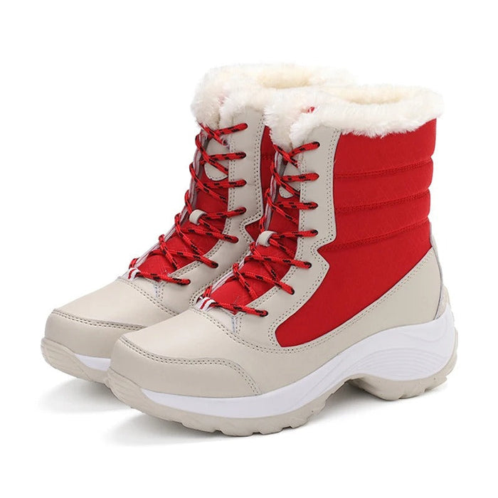 Women's Lace-Up Winter Boots with Faux Fur Trim