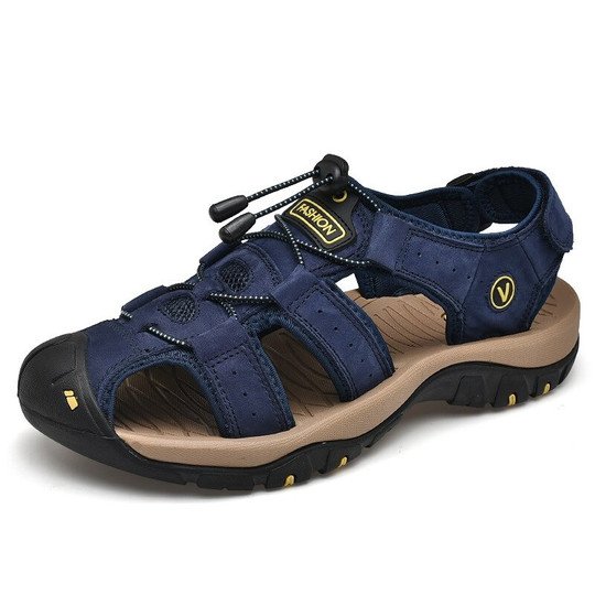 Men's Closed-Toe Hiking Sandals Adjustable Hook-and-Loop