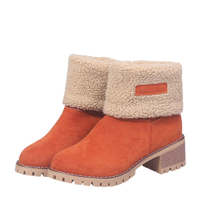 Women's Fleece-Lined Ankle Boots with Block Heel