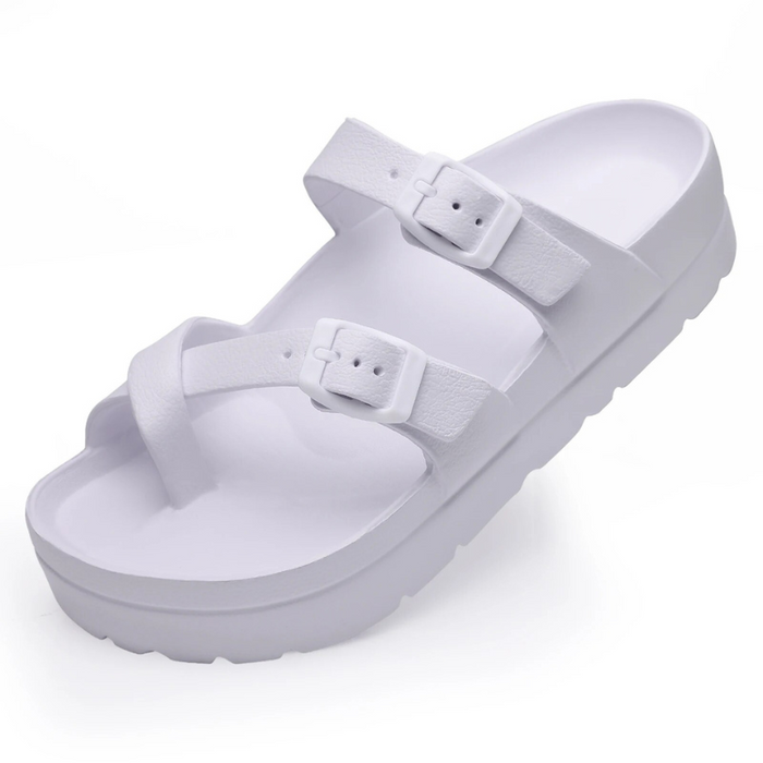 Women's Platform Sandals Double-Buckle Adjustable Straps