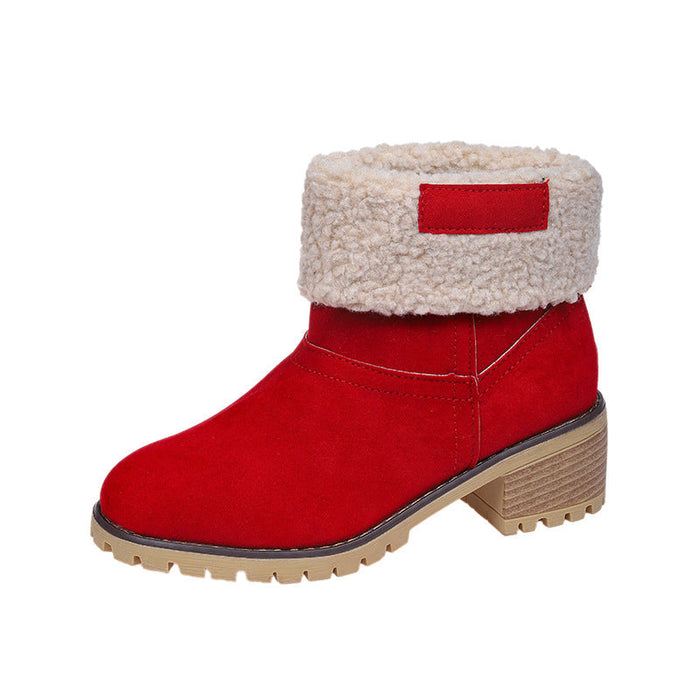 Women's Fleece-Lined Ankle Boots with Block Heel