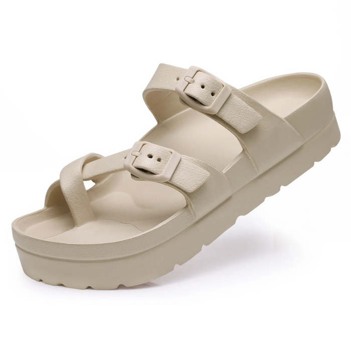 Women's Platform Sandals Double-Buckle Adjustable Straps