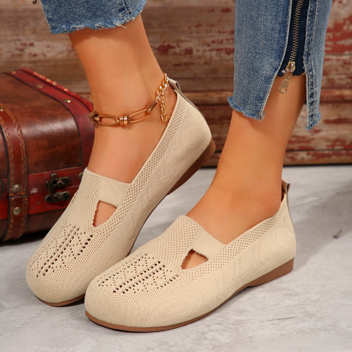 Women's Slip-On Flats Round Toe Breathable Knit Shoes