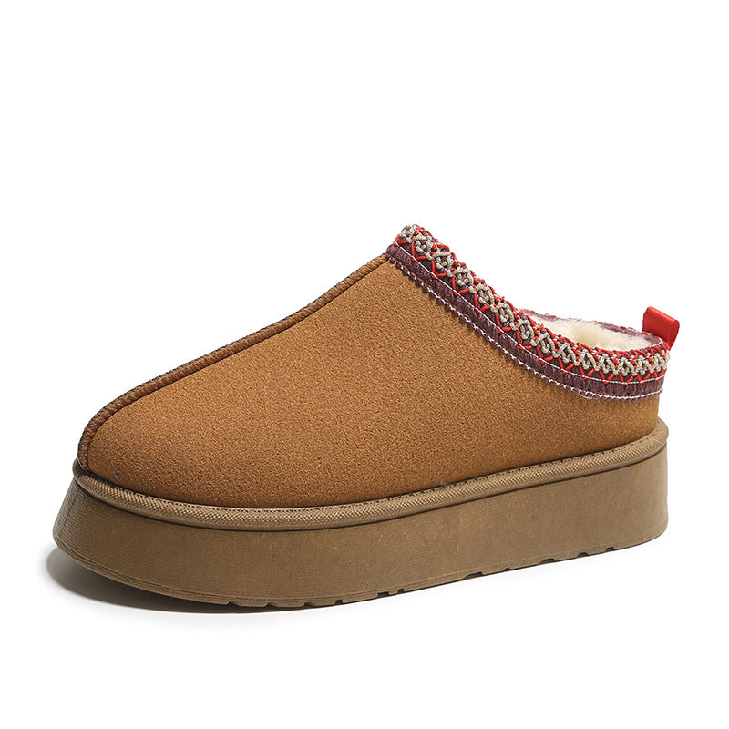 Platform suede slipper ankle boots