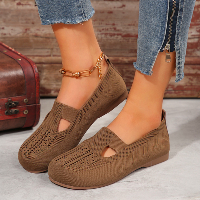 Women's Slip-On Flats Round Toe Breathable Knit Shoes