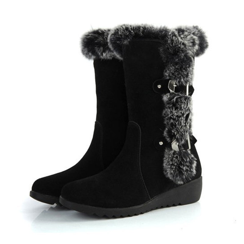 Women's mid calf faux fur trimmed boots