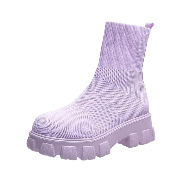 Women's Sock Ankle Boots with Chunky Platform Sole