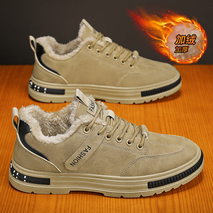 Men's Fleece-Lined Sneakers Non-Slip Barefoot Sole