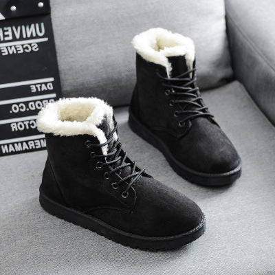 Women's Fleece-Lined Ankle Boots Lace-Up Waterproof