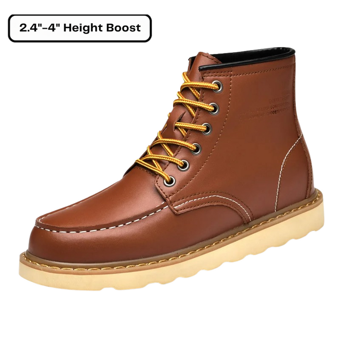 Lace-Up Work Boots with Height Boost Moc Toe