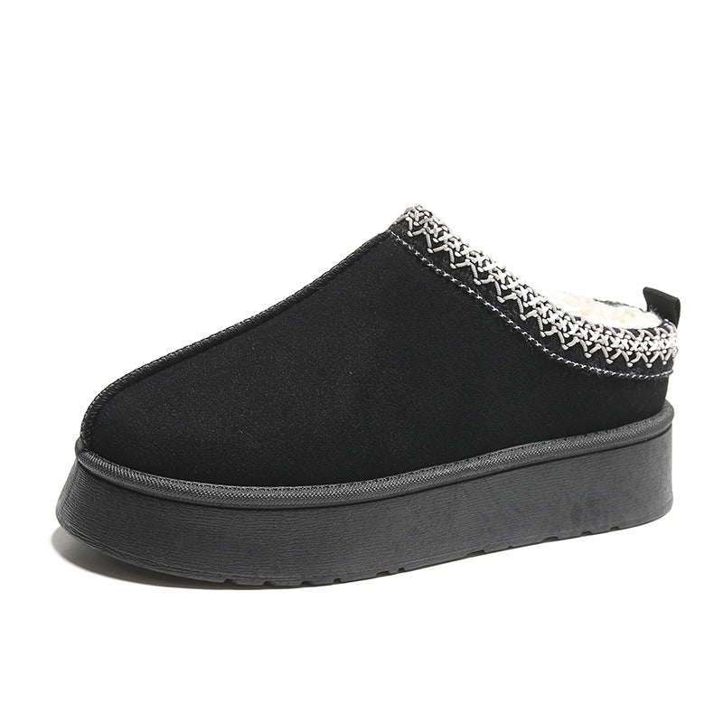 Platform suede slipper ankle boots