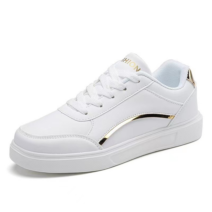 Women's Lace-Up Sneakers with Metallic Accent Arch Support