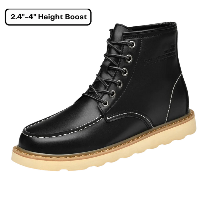 Lace-Up Work Boots with Height Boost Moc Toe