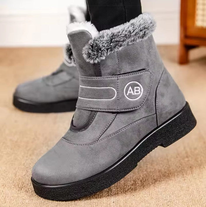 Women's Faux-Fur-Lined Ankle Boots with Hook-Loop Strap