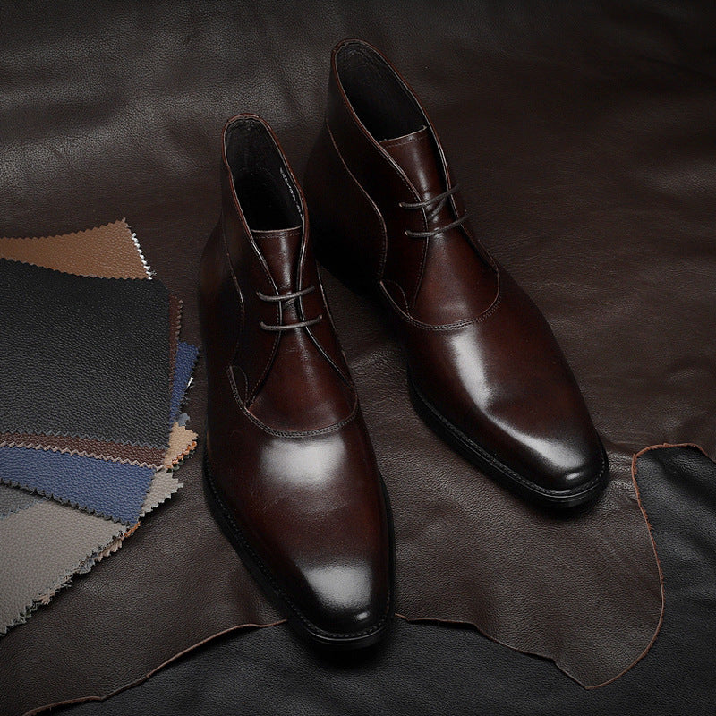 Men's polished leather lace-up ankle boots