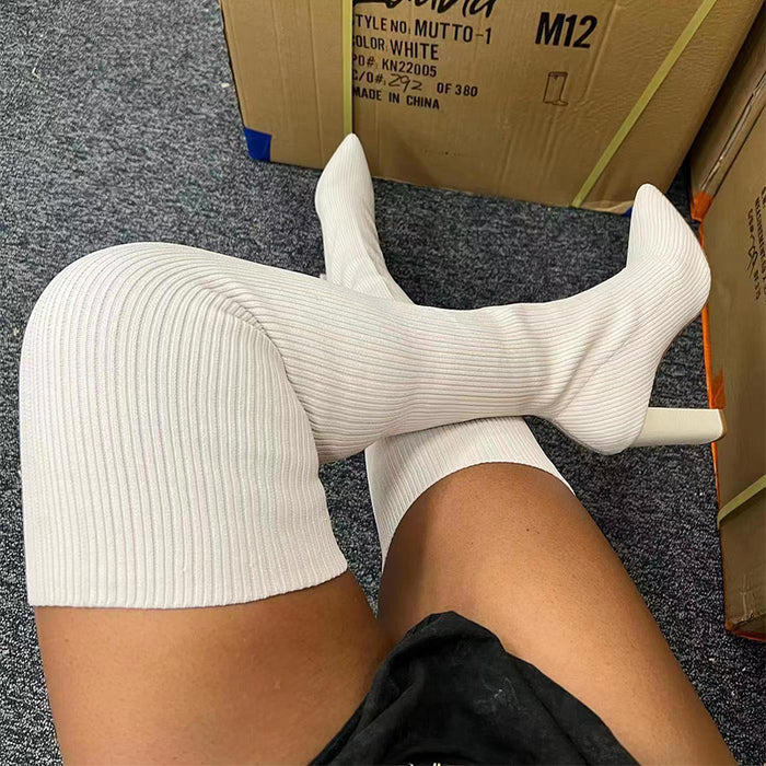 Brooke | Over the Knee Sock Boots with Stretch Knit and High Heel