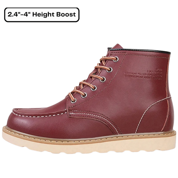 Lace-Up Work Boots with Height Boost Moc Toe