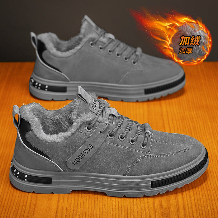 Men's Fleece-Lined Sneakers Non-Slip Barefoot Sole
