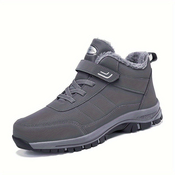 Waterproof Fleece-Lined Hiking Boots with Velcro Strap