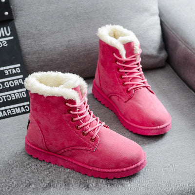 Women's Fleece-Lined Ankle Boots Lace-Up Waterproof
