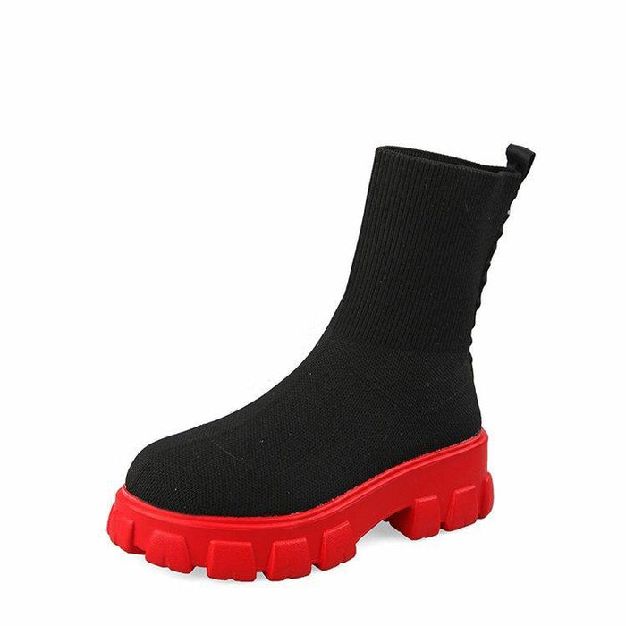 Women's Sock Ankle Boots with Chunky Platform Sole