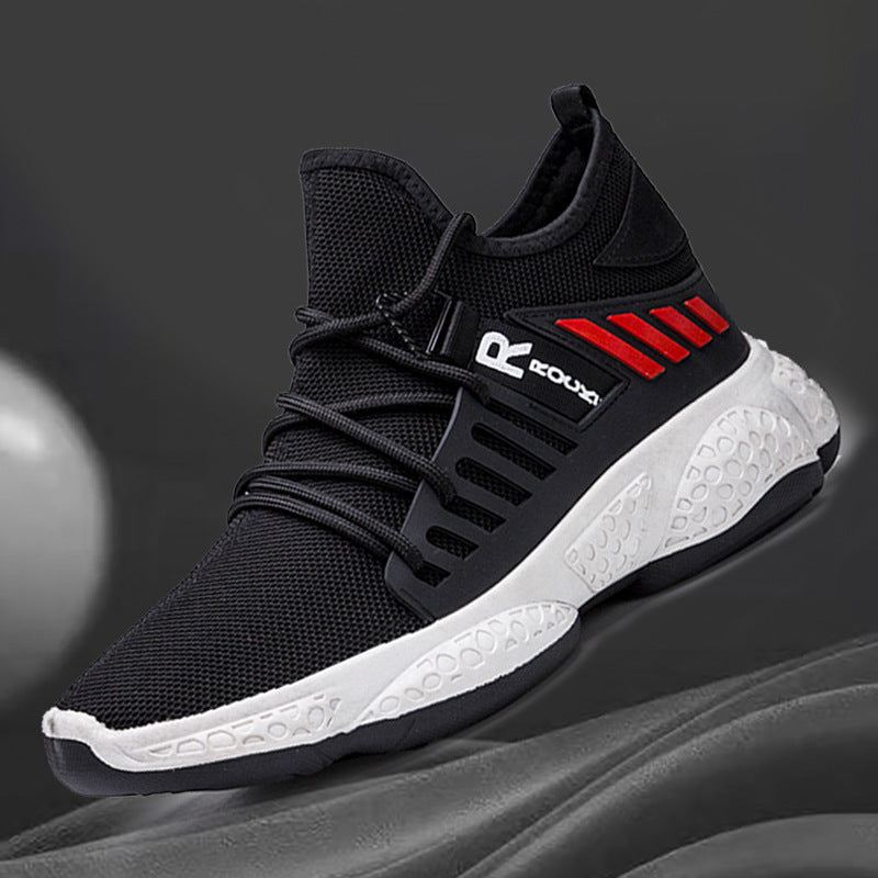 Men's white knit sneakers with chunky sole