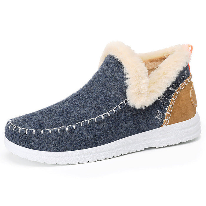 Women's Slip-On Ankle Boots Fleece-Lined with Wide Toe Box