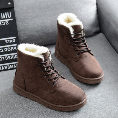 Women's Fleece-Lined Ankle Boots Lace-Up Waterproof