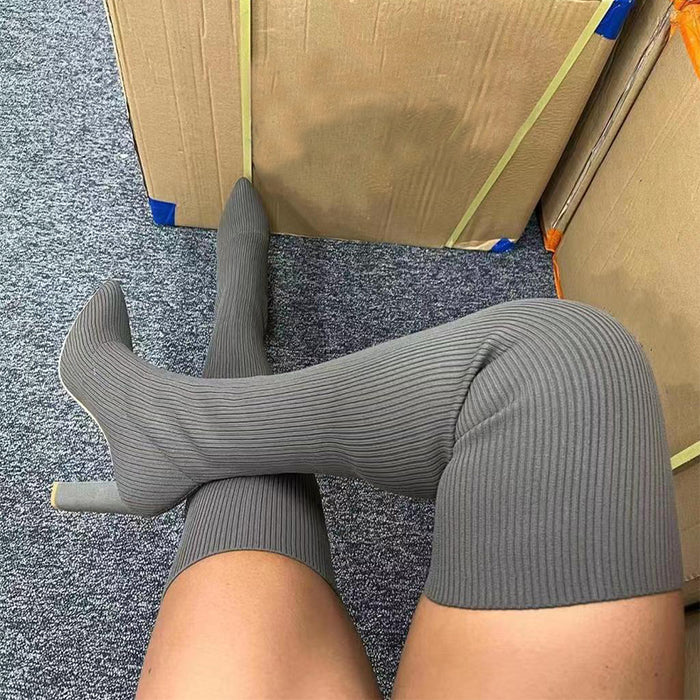 Brooke | Over the Knee Sock Boots with Stretch Knit and High Heel