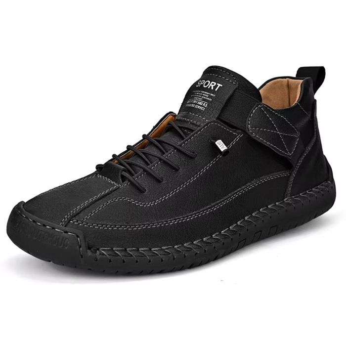 Men's Hand-Stitched Ankle Boots with Arch Support and Wide Toe Box