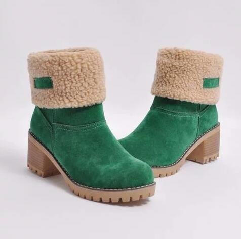 Women's Fleece-Lined Ankle Boots with Chunky Heel