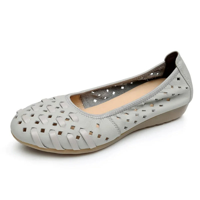 Women's Laser-Cut Ballet Flats with Low Wedge Heel