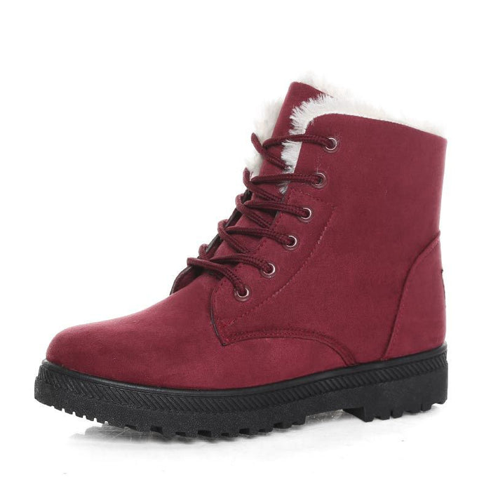 Women's Lace-Up Winter Ankle Boots with Faux-Fur Lining