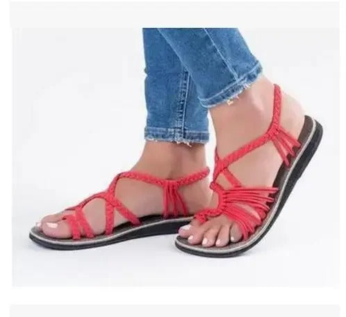 Women's Braided Strappy Flat Sandals Lightweight