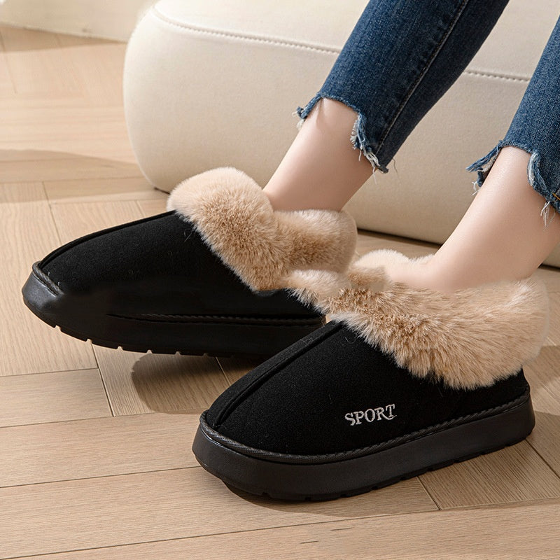 Platform faux fur lined slippers