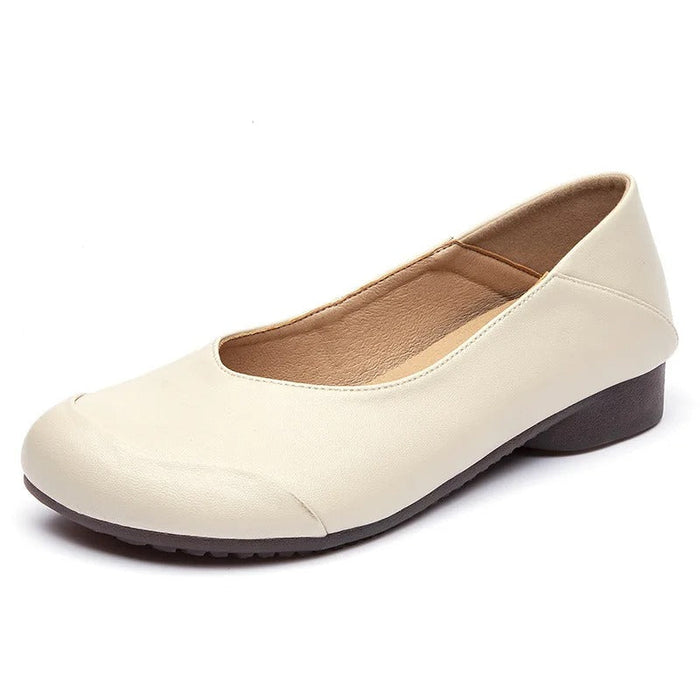 Women's Round Toe Ballet Flats with Low Wedge Heel