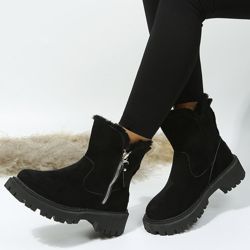Women's thick fur lined snow boots