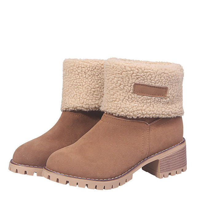 Women's Fleece-Lined Ankle Boots with Block Heel