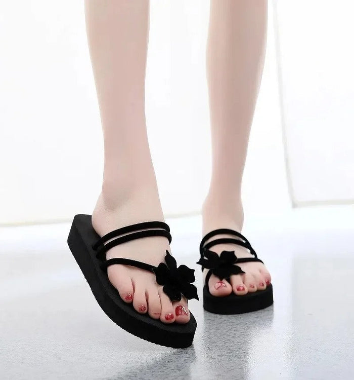 Women's Platform Flip Flop Sandals with Dual Straps