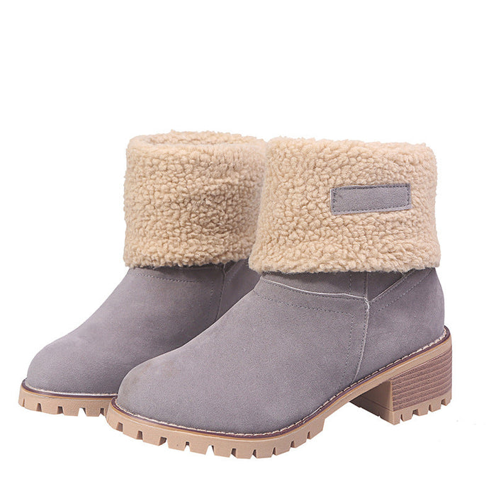 Women's Fleece-Lined Ankle Boots with Block Heel