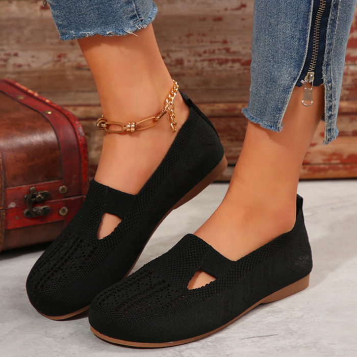 Women's Slip-On Flats Round Toe Breathable Knit Shoes