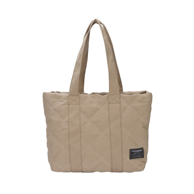 Women's Quilted Tote Bag Water-Resistant Zipper Closure