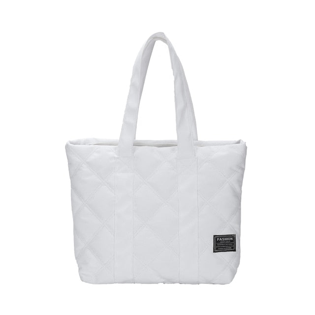 Women's Quilted Tote Bag Water-Resistant Zipper Closure