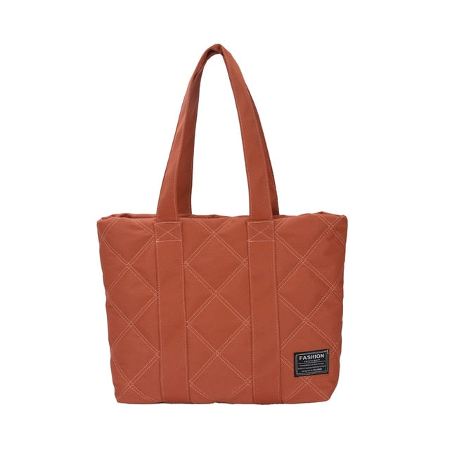 Women's Quilted Tote Bag Water-Resistant Zipper Closure