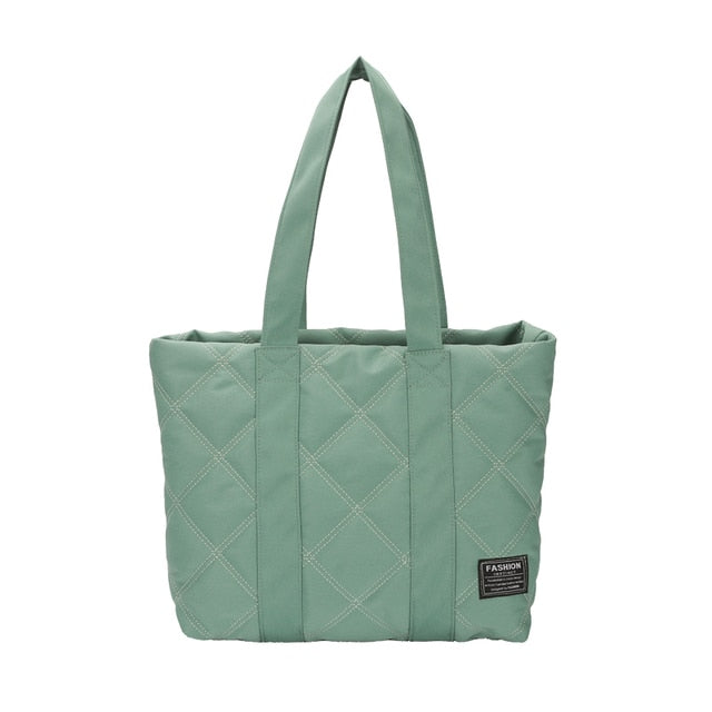 Women's Quilted Tote Bag Water-Resistant Zipper Closure