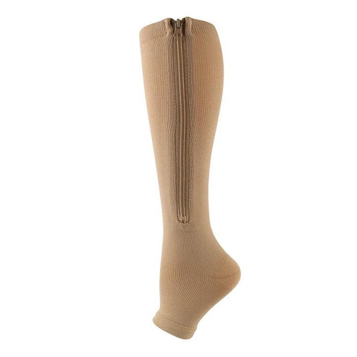 Women's Knee High Compression Socks Open Toe Side Zipper