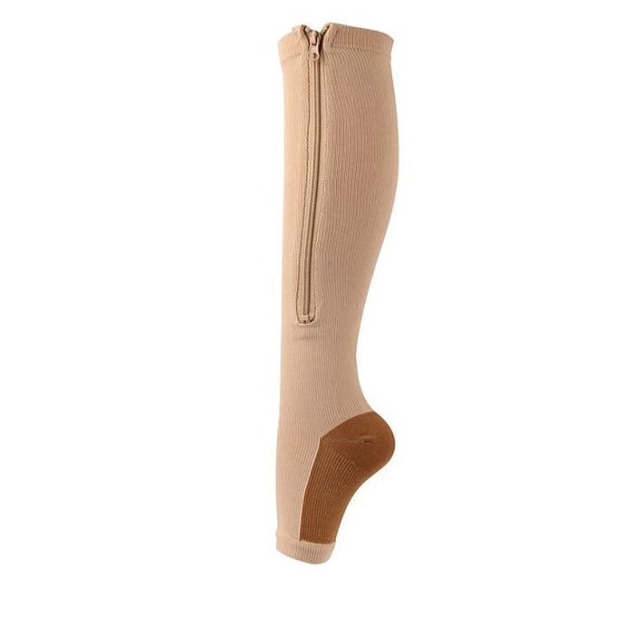 Women's Knee High Compression Socks Open Toe Side Zipper
