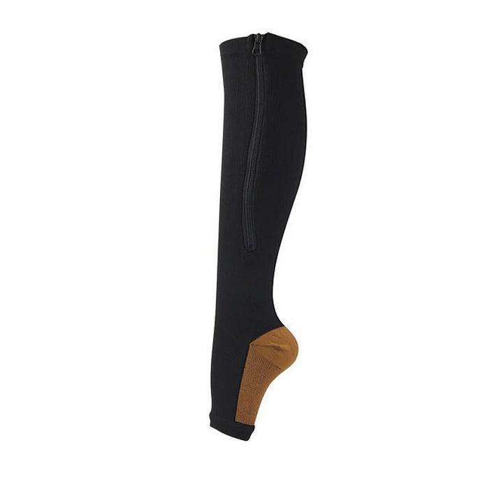 Women's Knee High Compression Socks Open Toe Side Zipper