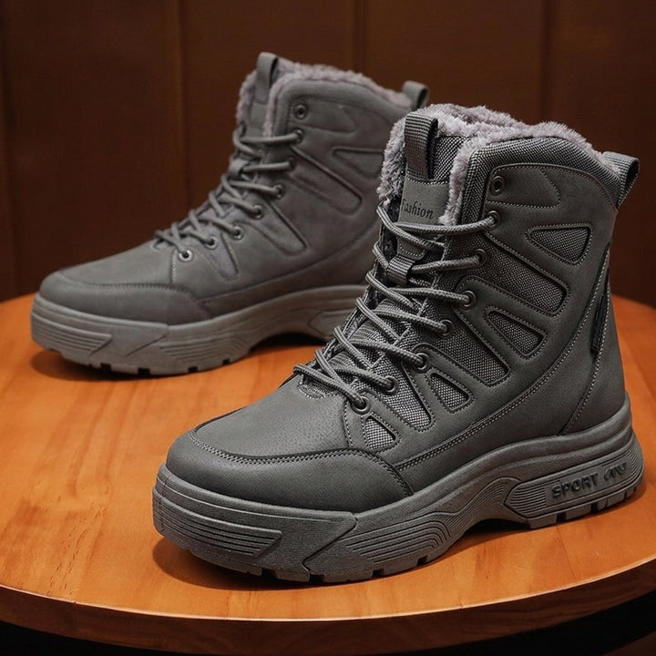 Fleece-Lined High-Top Sneakers with Wide Toe Box